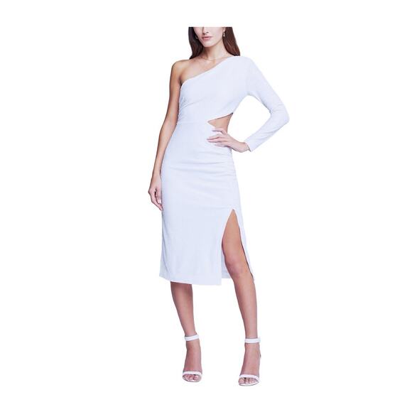 NWT L'AGENCE Christie One-Shoulder Cut-Out Sequin Dress White Sz 10 bridal - Picture 1 of 12